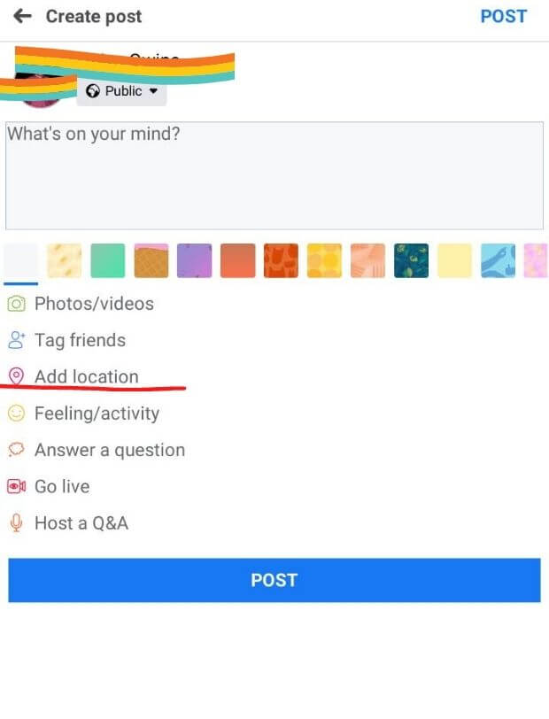 how to add location on Facebook post